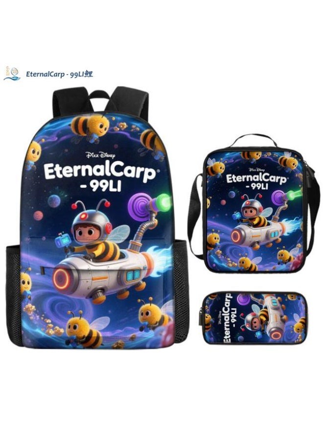Bright Li Fire Shoulder + hand-held + stationery bag | Cartoon bag 3-piece set, easy to cope with various occasions (available for students, children, friends' outings, mountain climbing, school, etc.) | Back to school season/holiday gifts - Image 1