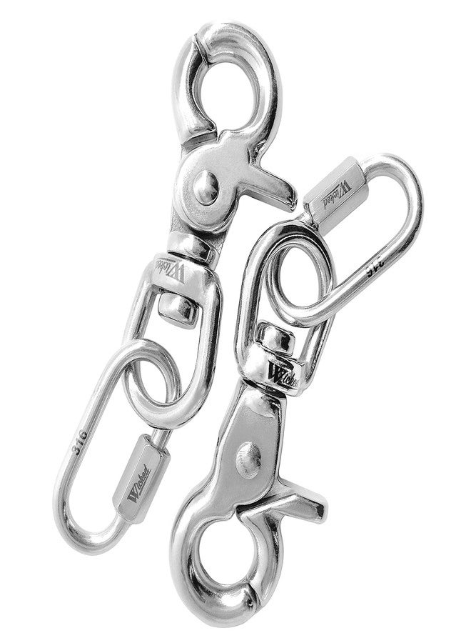 WICKED 316 Stainless Steel 3 1/2” Swivel Eye Trigger Snap Hook and Quick Link - Set of 2 Each - Image 2