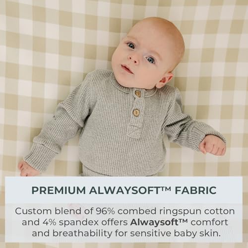 Pobibaby 2 Pack Changing Pad Covers for Boys Premium Cotton Blend Baby Diaper Changing Table Cover Soft Breathable Boy Nursery Pad Sheets for Standard Pads 16x32 Newborn Bedding Gingham Khaki - Image 3