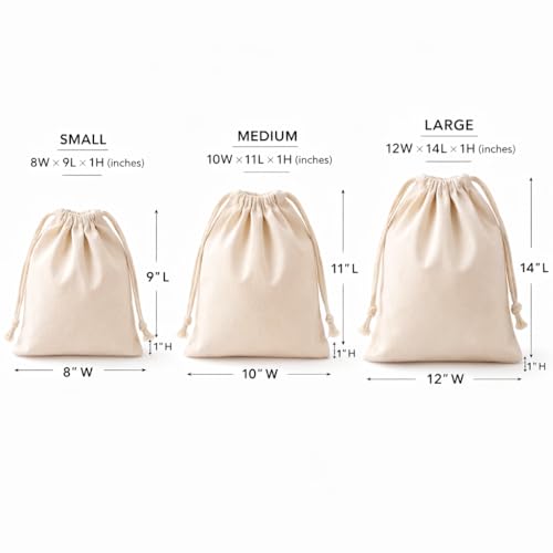 Gowloz Reusable Cotton Drawstring Bags Set of 6 – Washable & Grocery, Vegetable & Multipurpose Storage Bags (4 Small, 4 Medium, 4 Large) - Image 4