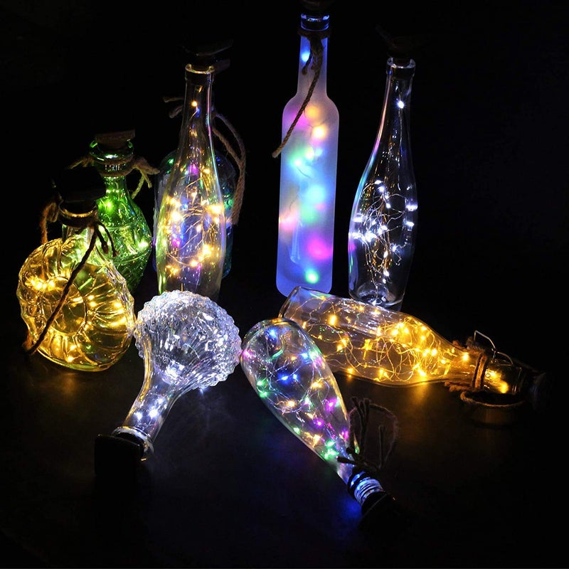 YJFWAL Upgraded 12 Pack Solar Wine Bottle Lights, 20 LEDs Waterproof Copper Light, Bottle Light Fairy Cork String Lights for Yard Patio Decor, DIY Birthday Gift for Mom Grandma Girlfriend(3 Colors) - Image 4