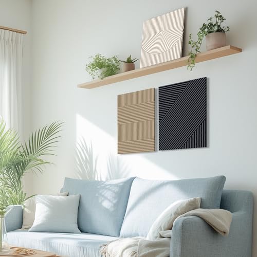 yulihaz Boho Modern Wall Art Set of 3 Abstract Line Wall Decor Minimalist Neutral Canvas Pictures Beige Brown Black Poster Mid Century Painting Print Artwork for Bedroom Living Room Framed 12x16 in - Image 4