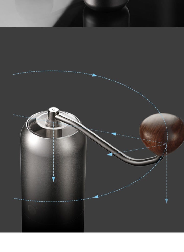 زيروهيرو مجموعة مطحنة القهوة اليدوية ZERO HERO Z7 مع مقبض - تشمل فرشاة تنظيف، ملعقة قياس، شريط مطاطي للإمساك، وحقيبة صغيرة. باللونين الأسود والأخضر. - Image 4