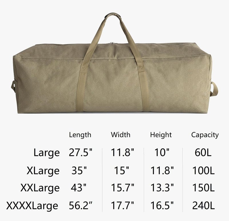 DoYiKe Extra Large Canvas Travel Duffle Bag Heavy Duty, Sports Travel Military Camping Tent Storage - Image 3
