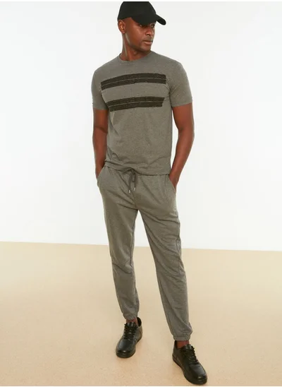 trendyol Chest Stripe Crew Neck T-Shirt