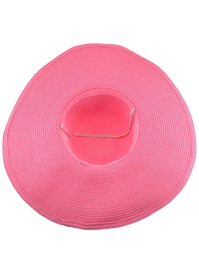 Wowlife - Wide Brim Rollup Big Beautiful Solid Color Floppy Hat (Pink) - Image 1
