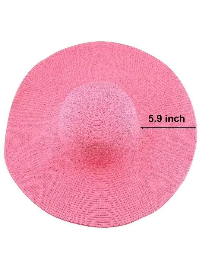 Wowlife - Wide Brim Rollup Big Beautiful Solid Color Floppy Hat (Pink) - Image 1