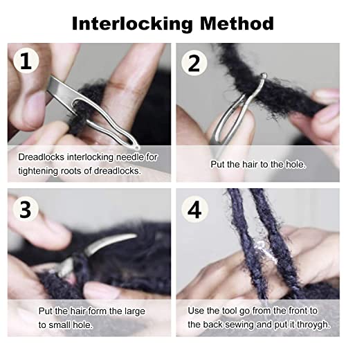 FFNIU 3Pcs Dreadlocks Tools, Interlocking Tools for Locs, Sisterlock and Dreadlocks Starter Tightening Accessories for Dreads. Easy Locking Needle Hair loc Maintenance Tool Kit - Image 3