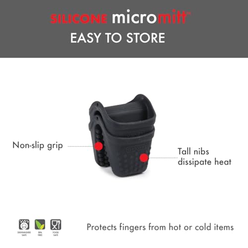 Dexas Micromitt Silicone Oven Mitts - Heat Resistant to 450°F, Set of 2, Dishwasher Safe, Non-Slip Grip, Gray - Image 4