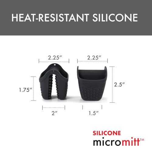 Dexas Micromitt Silicone Oven Mitts - Heat Resistant to 450°F, Set of 2, Dishwasher Safe, Non-Slip Grip, Gray - Image 2