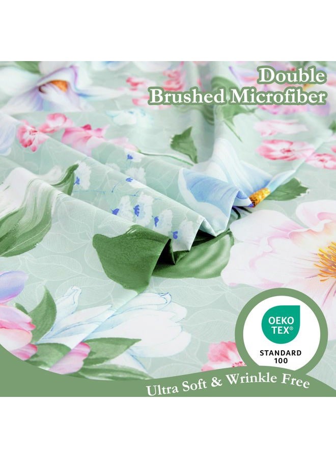 MICORAL Boho Floral Queen Sheet Set, 4-Piece Printed Botanical Bed Sheets, 16" Deep Pocket, Ultra Soft & Cooling Sheet, Oeko-TEX Certified, Green Floral - Image 3
