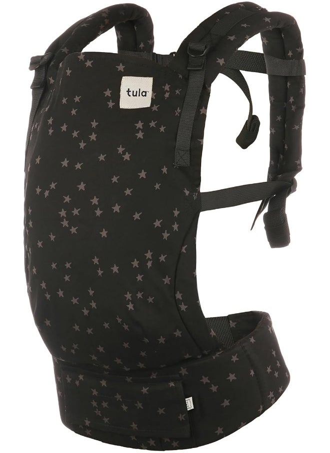 TULA Tula Ba Discover Free-to-Grow Baby Carrier, Adjustable Newborn to Toddler Carrier, Ergonomic and Multiple Positions for 7-45 pounds, Black with Gray Stars  - Image 1