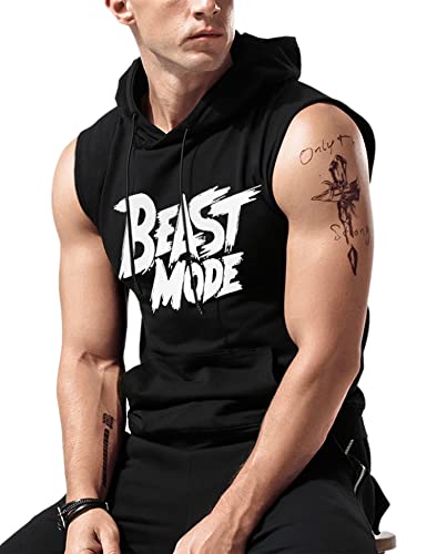 Amussiar Mens Tank Tops Workout Sleeveless Hoodies Bodybuilding Muscle Cut Off Shirts Workout Gym Clothes - Image 2