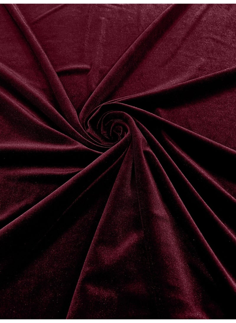 JewelOnPalette Attractive Burgundy Velvet Fabric 56'' Wide, 2-Way Stretch, Cut by Yard, for for Bows, Head Wraps, Scrunchies, Clothes, Costumes, Crafts , Cushions - Image 1