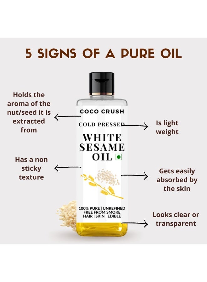 COCO CRUSH Cold Pressed Sesame Oil for Cooking | Extra Virgin, 100% Pure & Natural | Premium Sesame Oil for Healthy Cooking & Baking | Packed with Nutrients for Heart, Skin & Overall Wellness (50ML) - Image 2