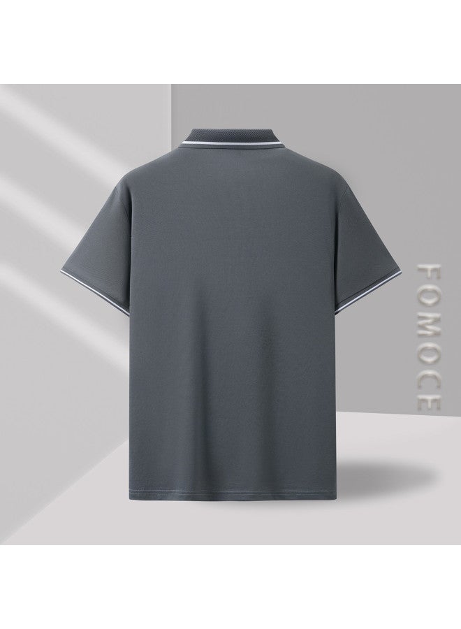 Fomoce men's Summer Fashion Casual Contrast Color Collar Polo Shirt - Image 5