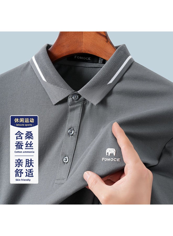 Fomoce men's Summer Fashion Casual Contrast Color Collar Polo Shirt - Image 2