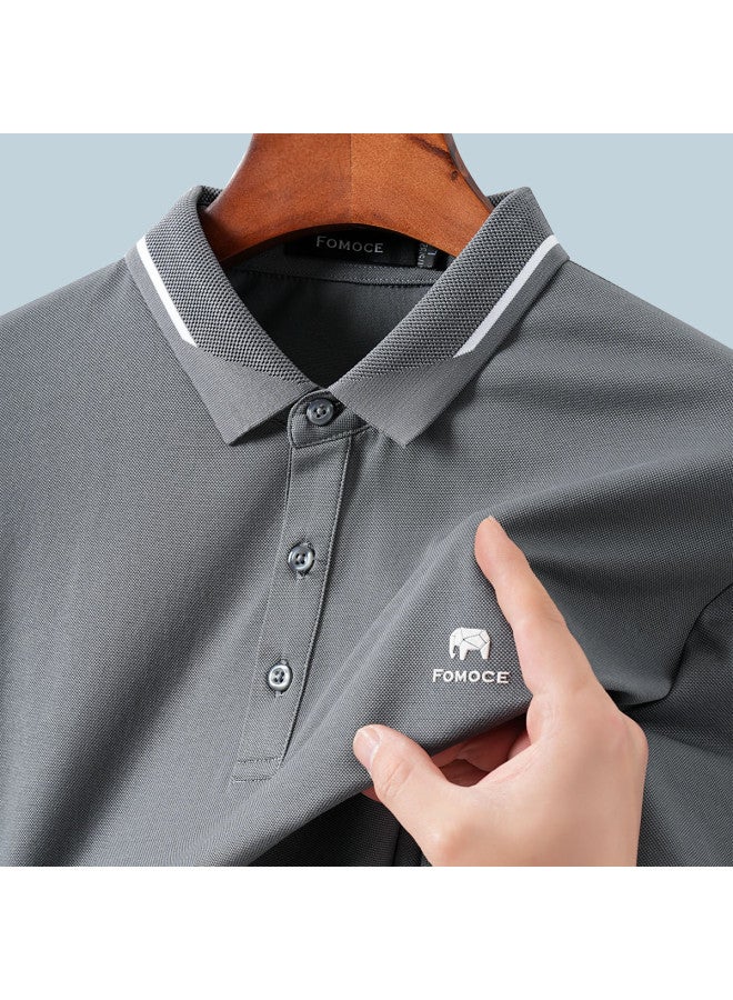 Fomoce men's Summer Fashion Casual Contrast Color Collar Polo Shirt - Image 3