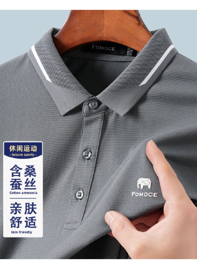 Fomoce men's Summer Fashion Casual Contrast Color Collar Polo Shirt - Image 1