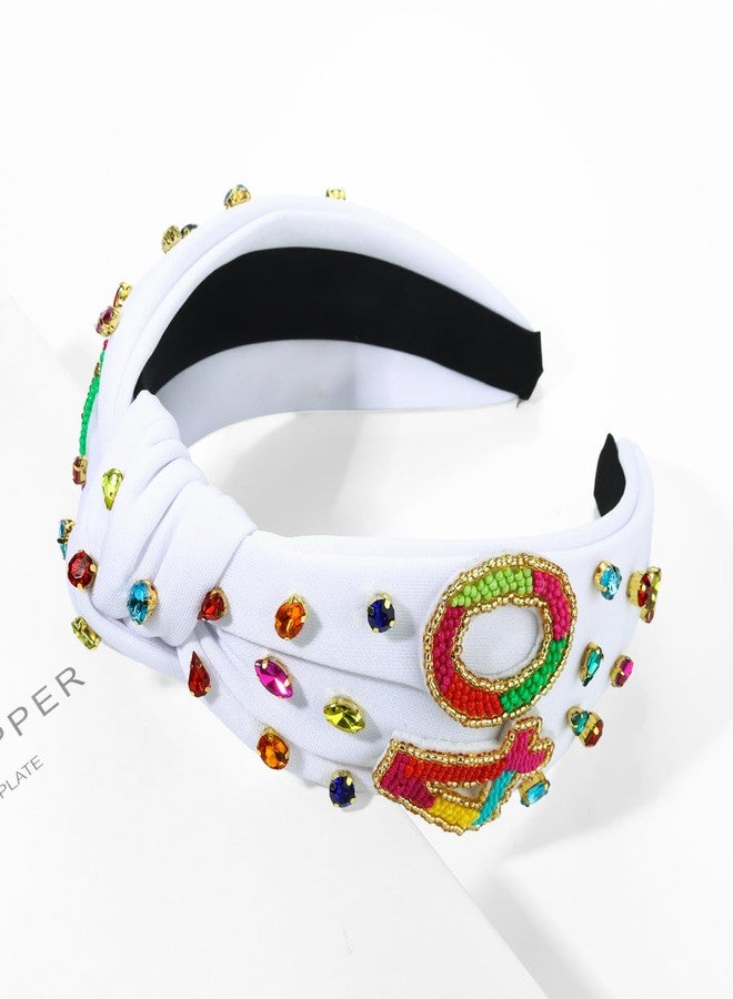 boderier FABULOUS 40 Birthday Headband for Women, White Wide Knotted Headband with Crystal Embellished 40th Birthday Decorations, Birthday Gifts for Women - Image 3