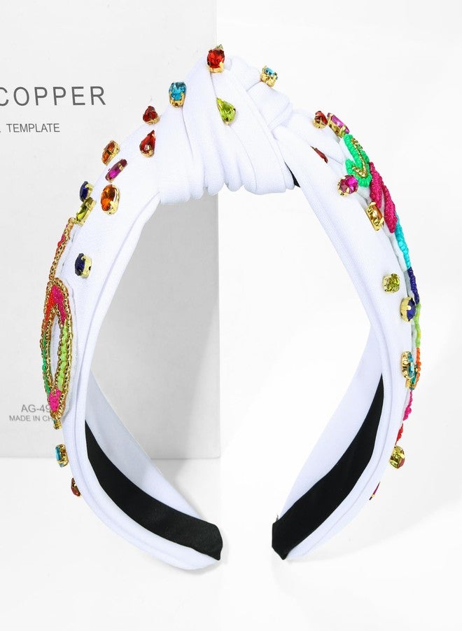 boderier FABULOUS 40 Birthday Headband for Women, White Wide Knotted Headband with Crystal Embellished 40th Birthday Decorations, Birthday Gifts for Women - Image 2