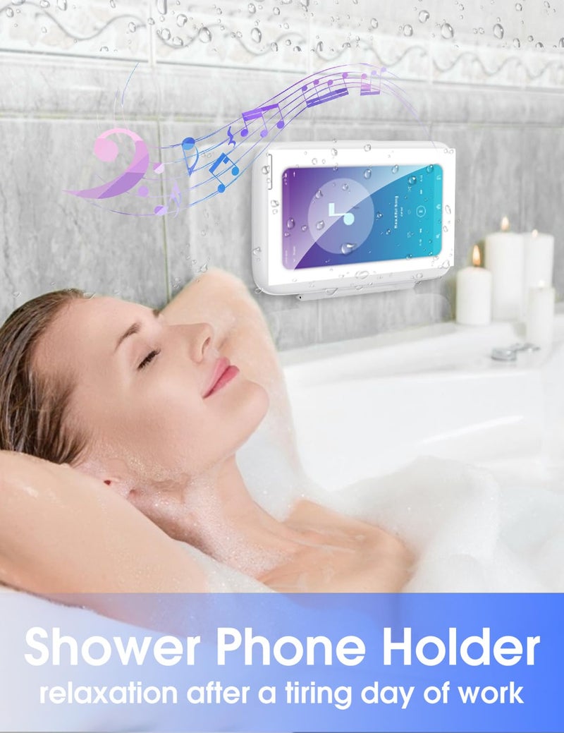 LC-dolida Shower Phone Holder Waterproof, 480Â° Rotatable Adjustable Bathroom Wall Phone Mount Stand, Anti-Fog High Sensitivity iPhone Case, Anti Fog Case Bathroom Accessories for 4-7'' Cellphones - Image 2