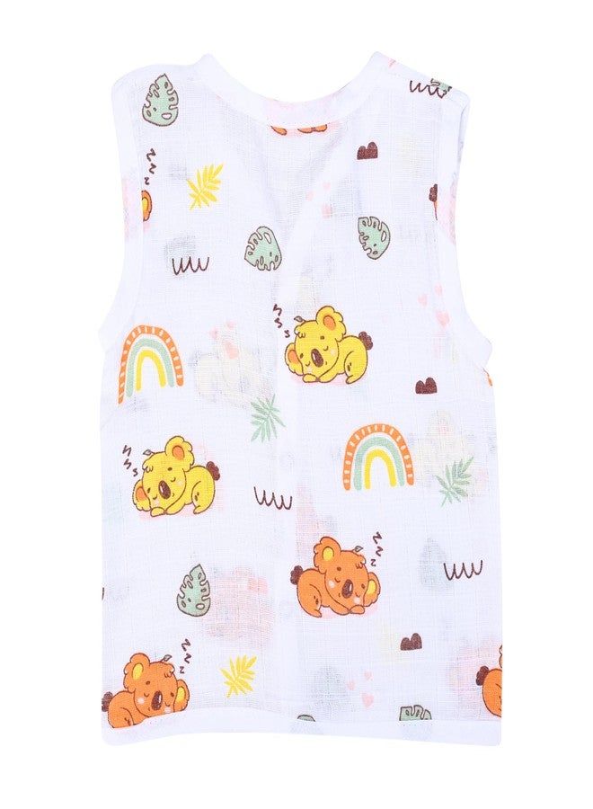 MumsLap Organic Cotton Muslin Koala Jabla & Short Set For Newborn Baby Boys & Girls | Summerwear Jabala | Sleeveless Vest | Casual Clothing 3-6 Months - Image 4