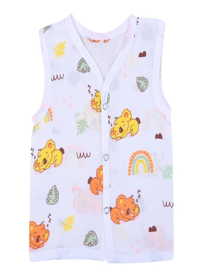 MumsLap Organic Cotton Muslin Koala Jabla & Short Set For Newborn Baby Boys & Girls | Summerwear Jabala | Sleeveless Vest | Casual Clothing 3-6 Months - Image 2