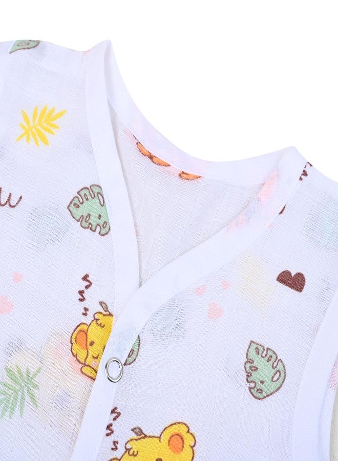 MumsLap Organic Cotton Muslin Koala Jabla & Short Set For Newborn Baby Boys & Girls | Summerwear Jabala | Sleeveless Vest | Casual Clothing 3-6 Months - Image 3
