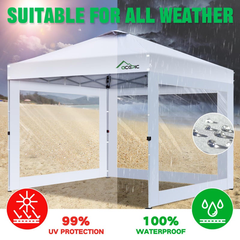 Acepic Clear Canopy Sidewalls for 10x10 Pop Up Tent, Transparent Window Curtain Cloth, 8 Mil PVC Enclosure Fabric with Zipper, White (3Pack Sidewalls Only, Not Included Frame&Top) - Image 3