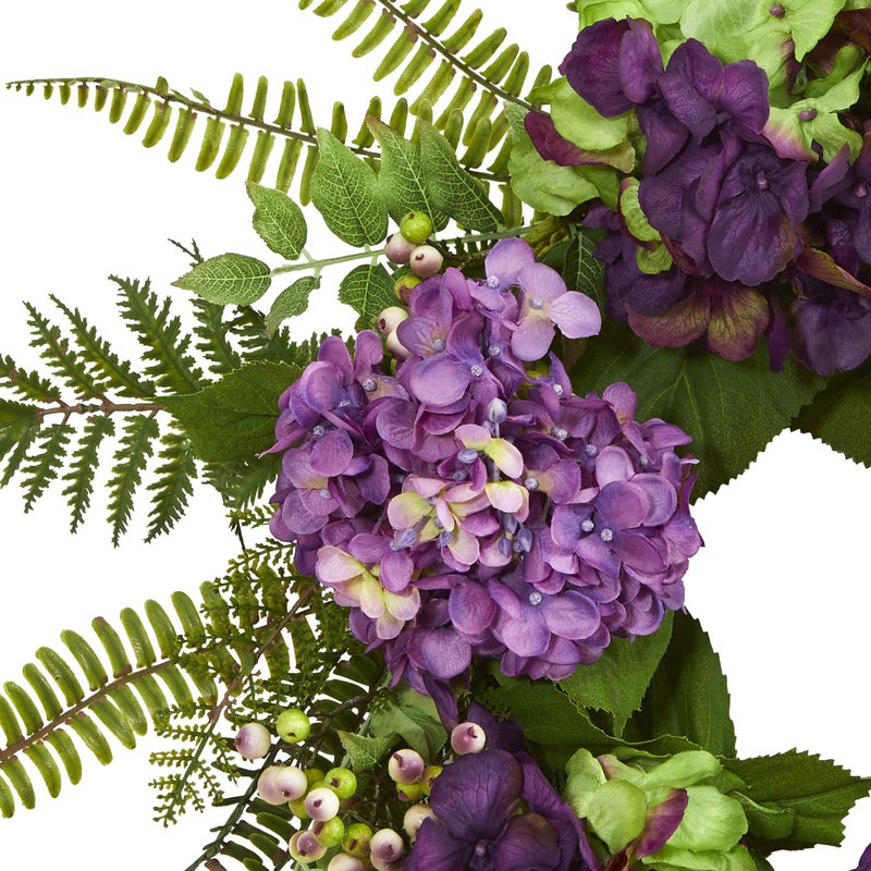 Nearly Natural 24in. Artificial Hydrangea Berry Wreath - Image 2