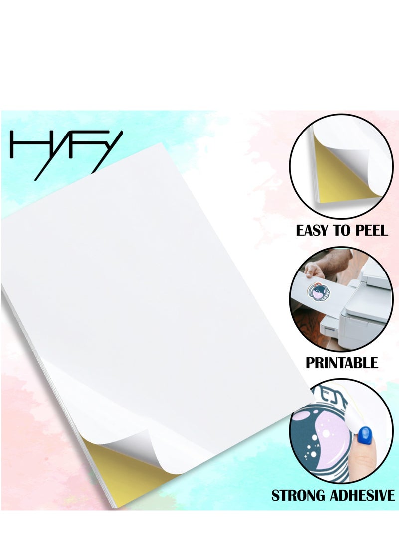 HYFY A4 Sticker Paper 100 sheets Glossy Shipping Labels Self-Adhesive Glossy Paper, White Printer Paper, Double Layer for Inkjet/Laser Printer for Mailing Address, DIY & Barcodes - Image 2