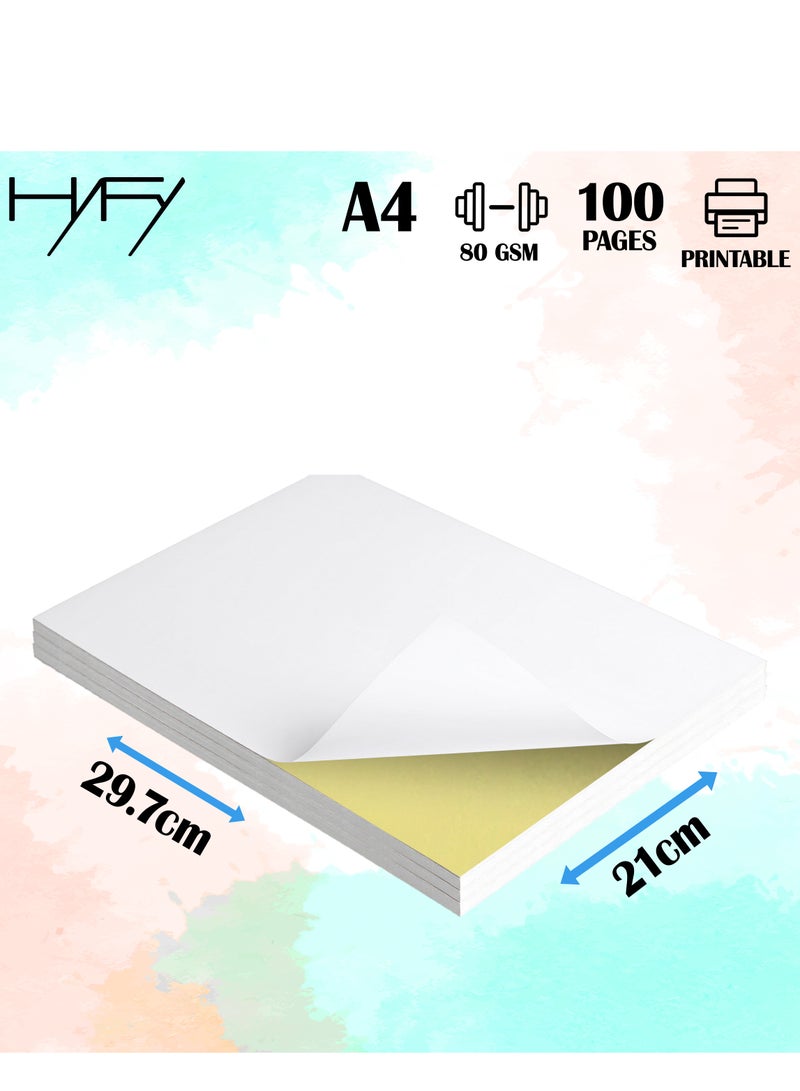 HYFY A4 Sticker Paper 100 sheets Glossy Shipping Labels Self-Adhesive Glossy Paper, White Printer Paper, Double Layer for Inkjet/Laser Printer for Mailing Address, DIY & Barcodes - Image 3