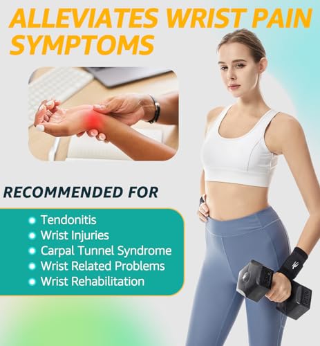 HiRui Wrist Brace/Wraps Wrist Compression Strap and Support for Work Fitness Weightlifting Sprains Tendonitis, Carpal Tunnel Arthritis, Pain Relief, Adjustable Wristbands 2 PACK (Black, M) - Image 5