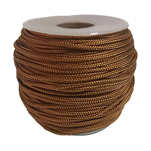 Y-Axis Roll of 60 Yards 2.0mm Light Brown (Bronze) Braided Nylon Lift Shade Cord with 6 Pack Brown Wood Cord Knobs + Soft Tape - Image 2