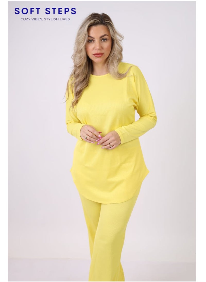 Yellow Plain Suit, Set Of 2 Pieces L