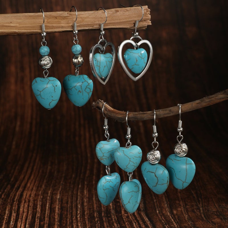 ofeankri Bohemian Turquoise Tassel Earrings - Retro Ethnic Style for Women - Image 1