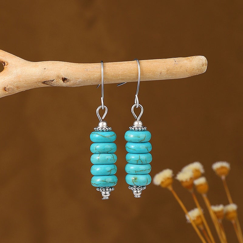 ofeankri Bohemian Turquoise Tassel Earrings - Retro Ethnic Style for Women - Image 4