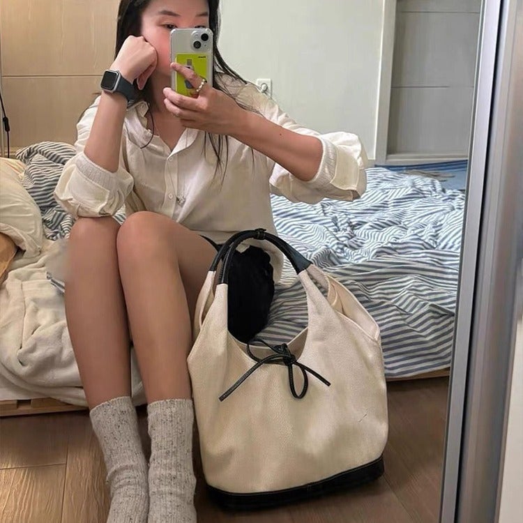 Women's Retro Patchwork Large Capacity Shoulder Bag Tote Handbag - Image 4