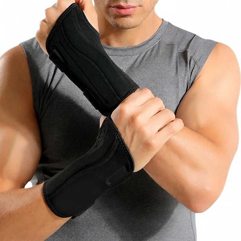 Right Hand Wrist Brace: Medium Size, Breathable Stretchy Nylon - Removable Metal Splint Wrist Protector for Wrist Pain Relief, Injury Recovery, Daily Sports Support - Image 4
