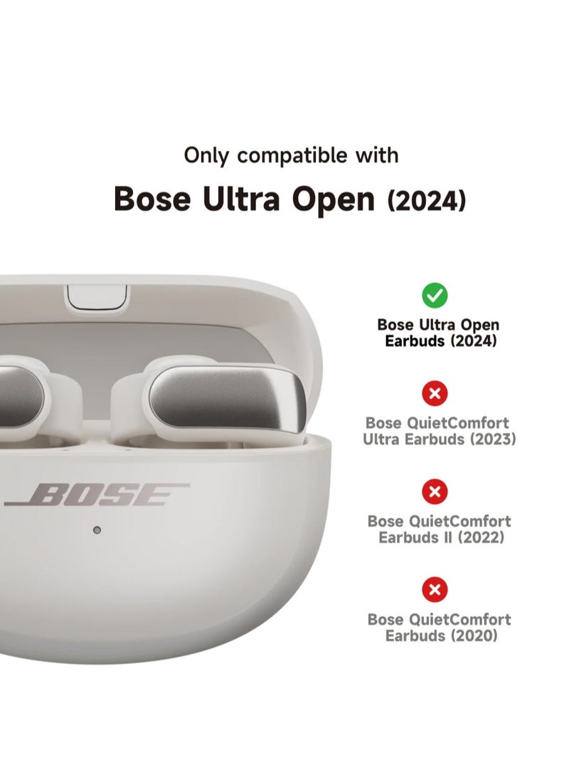 Slim and Stylish Transparent Hard PC Shockproof TPU Case Cover with Carabiner for Bose Ultra Open Earbuds 2024, White - Image 2