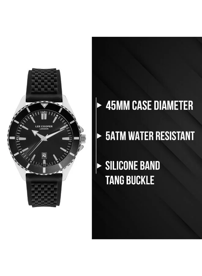 Lee Cooper Black Men's Silicone Analog Watch LC07361.351 - 45 mm for Men | Best Price UAE