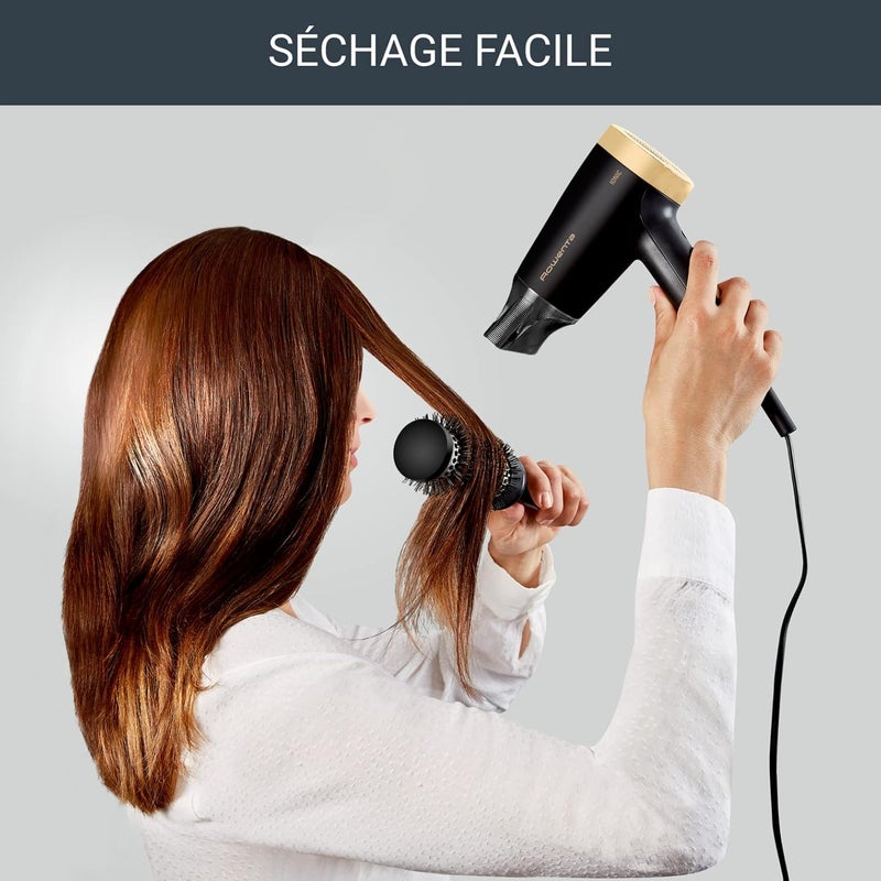 Rowenta CV1811 Express Style Hair Dryer, 1900 Efficient, 2 Settings, Ion Technology, Powerful Cold Air Knob, 1.8 m Power Cord, Compact and Ultralight Design, Black/Gold - Image 4