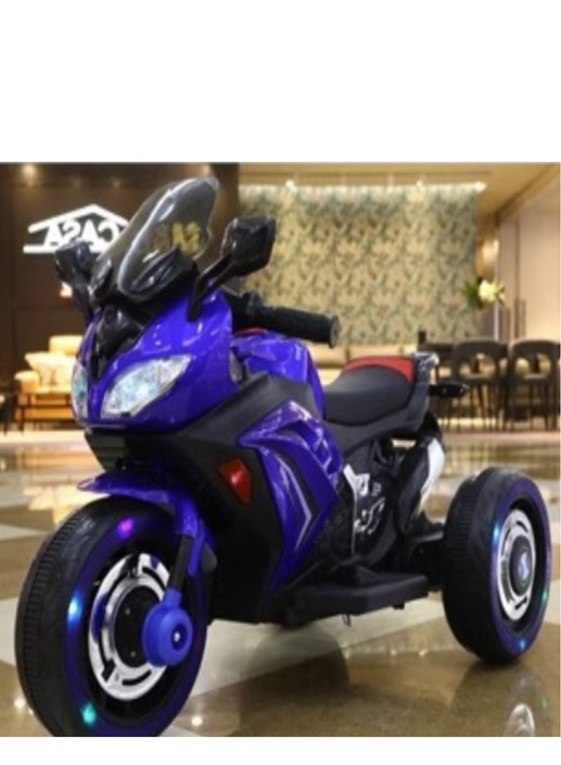 Kids Electric Motorcycle, 3 Wheel Battery Powered Ride On Motorcycle with LED Lights Blue - Image 3