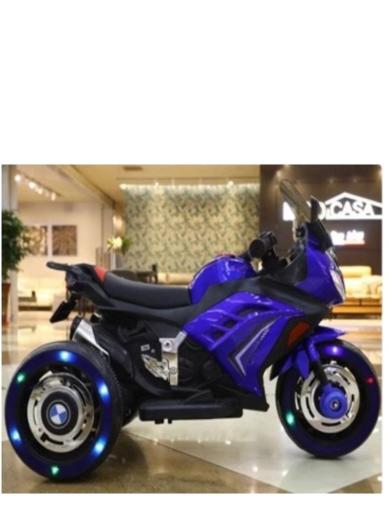 Kids Electric Motorcycle, 3 Wheel Battery Powered Ride On Motorcycle with LED Lights Blue - Image 4