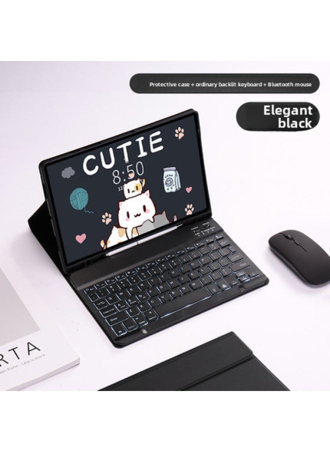 Applicable To Samsung A9Plus With Pen Slot Protective Cover S9FE Split Bluetooth Touch Keyboard X810 Colorful Backlight-Color:Elegant Black ]-Product Type:Tab S9FE Plus12.4(X610/616) With 12-inch Keyboard  - Image 1