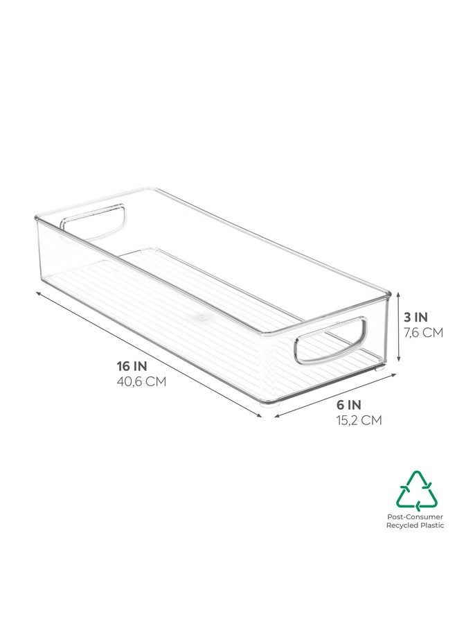 InterDesign iDesign BPA-Free Plastic Pantry and Kitchen Storage, Freezer and Fridge Organizer Bin with Easy Grip Handles - 16" x 6" x 3", Clear - Image 2