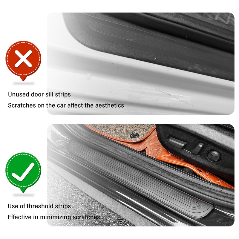 KIFIDAN 4PCS Car Door Sill Protector,Anti-Scratch & Waterproof Car Door Sills Scratch Protection,Universal Car Exterior Accessories Automotive Door Entry Guard for Car,Truck,SUV (Black, Width 1.57") - Image 3