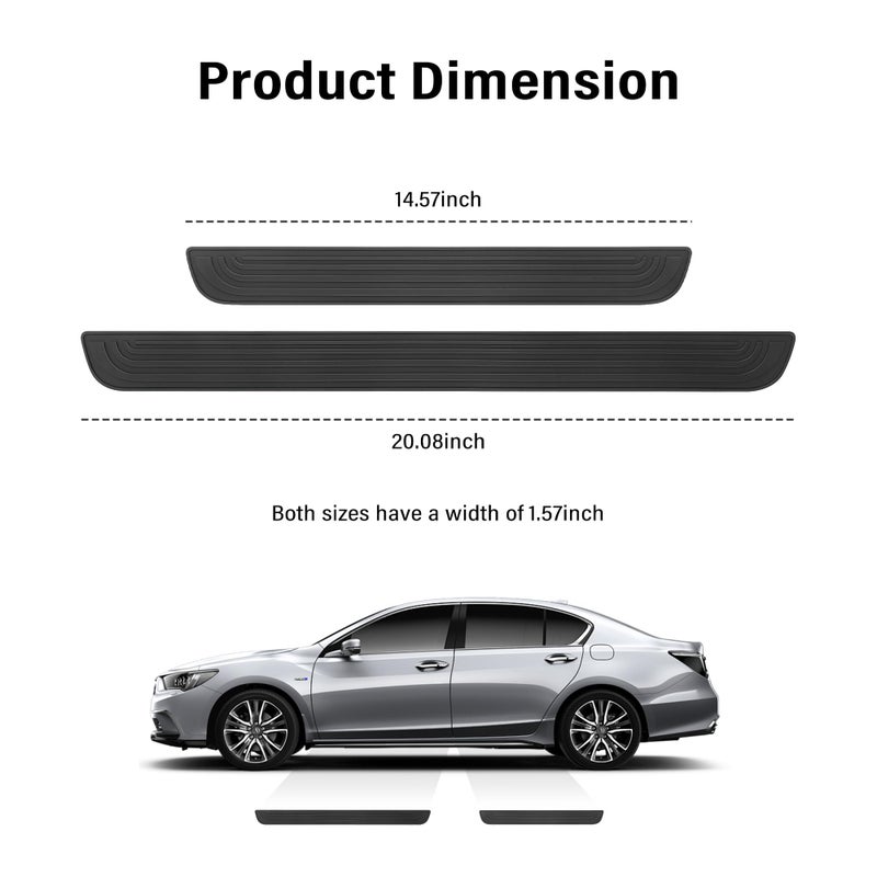KIFIDAN 4PCS Car Door Sill Protector,Anti-Scratch & Waterproof Car Door Sills Scratch Protection,Universal Car Exterior Accessories Automotive Door Entry Guard for Car,Truck,SUV (Black, Width 1.57") - Image 2
