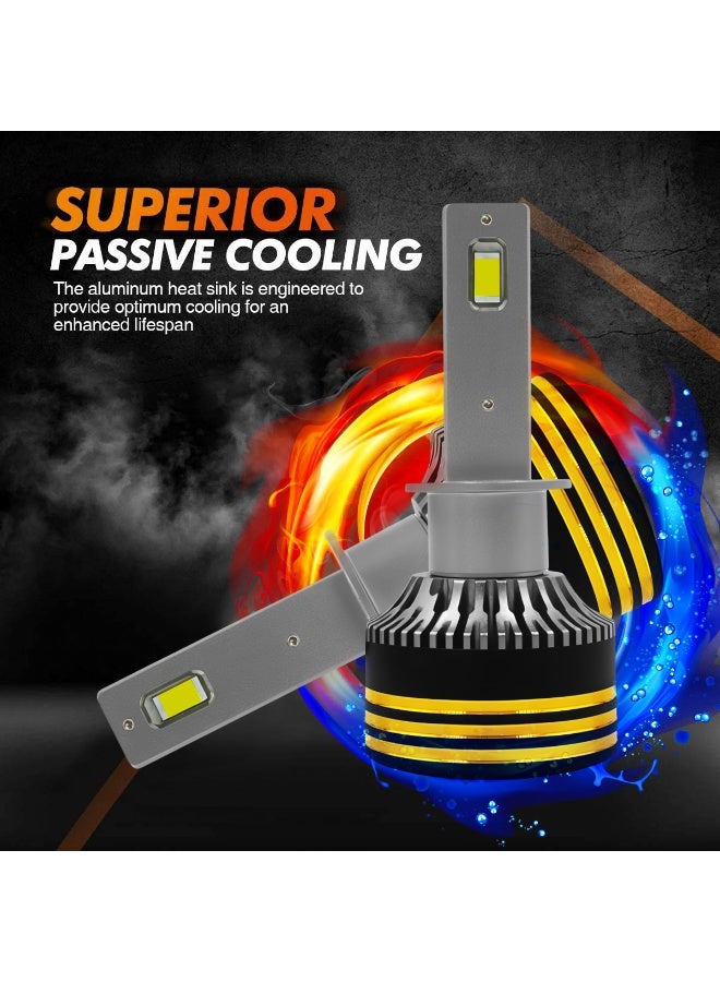 جولدن كامل مصابيح أمامية LED من Golden Camel طراز M8 Pro H1، بقدرة 120 واط (زوج)، شدة إضاءة 15000 لومن، لون أبيض 6500 كلفن، متوافقة مع نظام Canbus وخالية من الأخطاء، سهلة التركيب (توصيل وتشغيل)، مزودة بمشتت حراري من الألومنيوم، مقاومة للماء بمعيار IP65، تعمل بجهد 12-24 فولت، مناسبة للسيارات وسيارات الدفع الرباعي والشاحنات الصغيرة. - Image 5